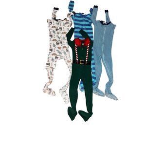 4T Kids Footed Pajamas Set Of 4 - Dino Stripes & Elf Design - Old Navy & Gerber